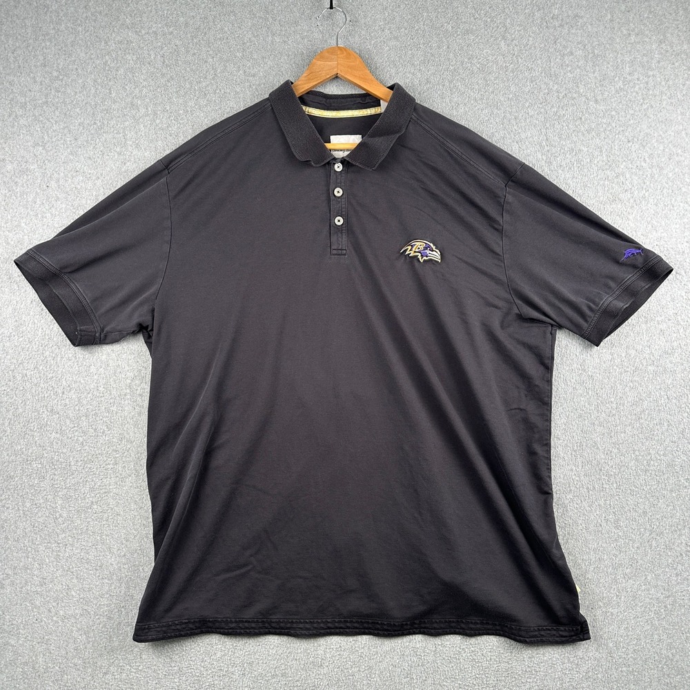 Tommy Bahama Polo Mens 3XL Black Baltimore Ravens NFL Emidio Pique Short Sleeve